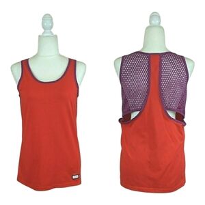 Adidas top red purple open back mesh scoop neck activewear tank women's size M